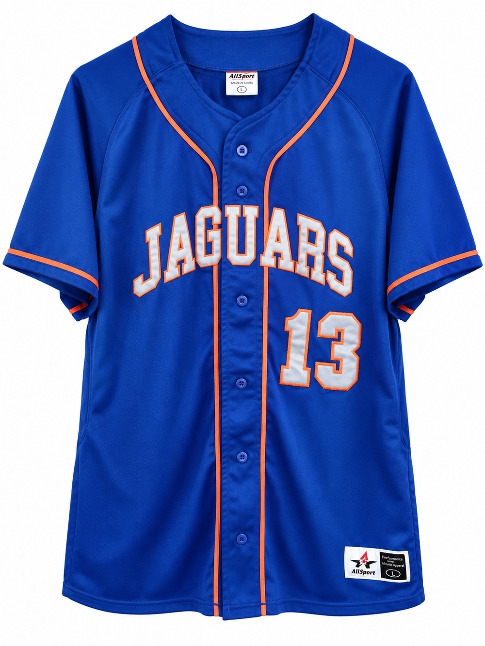 Jaguars Blue Baseball Jersey with Orange Trim